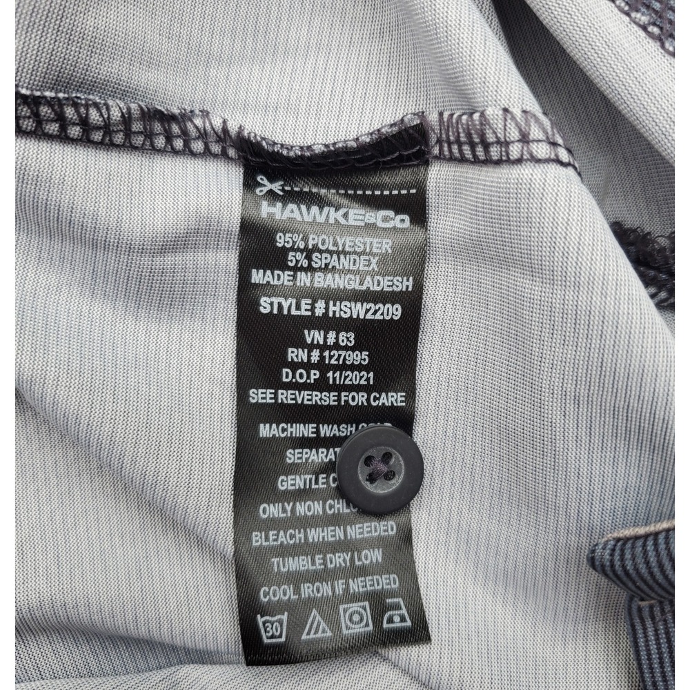 Hawke & Co Mens Performance Golf Polo Shirt Black Gray Ombre Striped Medium - Picture 7 of 7